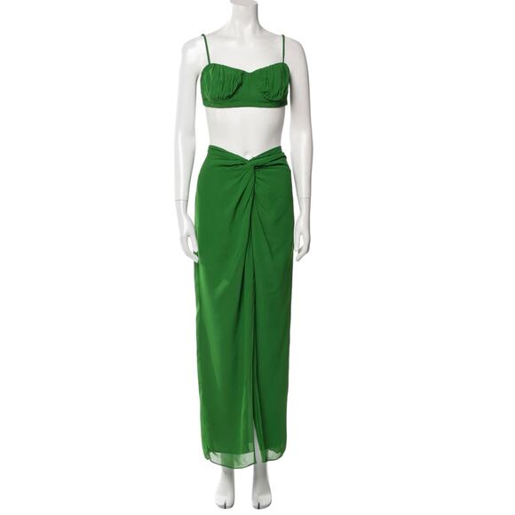 New NWT Reformation Alana Two Piece Kelly Green Maxi Dress Size 10 - Picture 14 of 16